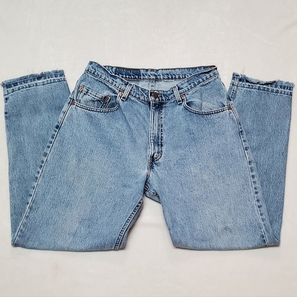 VINTAGE Levi's 560 Grunge Mid Wash Stone Wash Loose Raw Cut Distressed Jeans - Picture 4 of 12